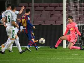 Lionel Messi scored two goals as Barca beat Elche 3-0. AFP