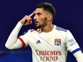 Houssem Aouar gave Lyon victory over Rennes. AFP