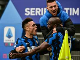Lautaro Martinez and Lukaku scored as Inter beat AC 0-3. AFP