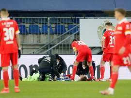Union Berlin GK Andreas Luthe was involved in a clash of heads with a teammate. AFP
