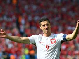 Lewandowski, protagonista de la noche en Bucarest. AFP
