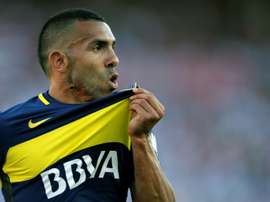 Boca Juniors forward Carlos Tevez celebrates after scoring on December 11, 2016