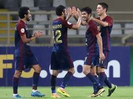 Leonardo celebrates his goal for Wahdas. AFP