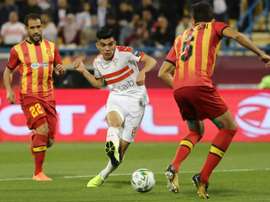 Achraf Bencharki (C) helping Zamalek of Egypt defeat Esperance of Tunisia. AFP