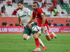 Mohamed Magdy (R) scored in Al-Ahly's 3-0 win over Al-Merrikh of Sudan. AFP