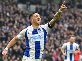 Anthony Knockaert scored the opening goal against Derby. AFP