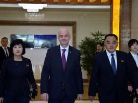 Infantino was not happy that people were not allowed to watch the game live. AFP