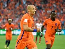 Arjen Robben buteur face à la Bulgarie en qualif pour le Mondial-2018, le 3 septembre 2017. AFP