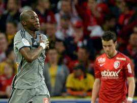 Le 16 mai 2015 à Lille, Rod Fanni vient de marquer pour lOM