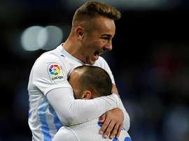 Sandro et Ontiveros, attaquant et milieu de Malaga, célèbrent la victoire en Liga. EFE