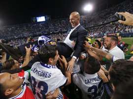 Les joueurs du Real Madrid célèbrent leur victoire en Liga lors du dernier match contre Malaga. EFE
