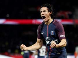 Cavani celebrates scoring his side's second goal in their 3-0 victory over Bayern Munich. EFE