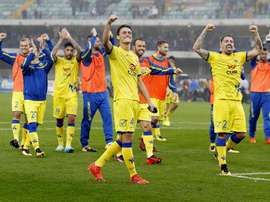 Equipe do Chievo festejar os três pontos. EFE