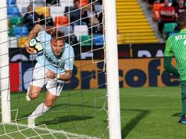 Ciro Immobile igualó el encuentro que terminaría ganando la Lazio en Udine. EFE/EPA
