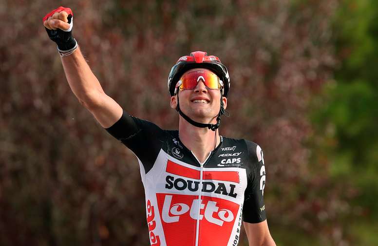 El belga Tim Wellens (Lotto Soudal) se ha impuesto en la quinta etapa de la Vuelta Ciclista a España disputada entre Huesca y Sabiñánigo, con un recorrido de 184,4 kilómetros. EFE/Kiko Huesca