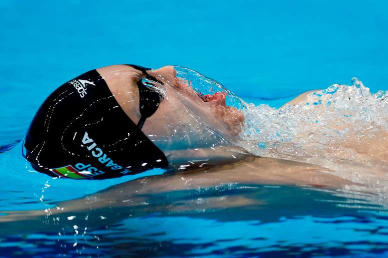 Nicolás García Saiz de España compite en 200m espalda masculino de natación durante los Juegos Olímpicos 2020, este miércoles en el Centro Acuático de Tokio (Japón). EFE/ Fernando Bizerra