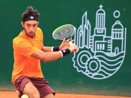 Fotografía cedida por Armando Prado de Thiago Tirante de Argentina, este 25 de septiembre de 2021, durante el Challenger de Tenis en Ambato (Ecuador). EFE/Armando Prado
