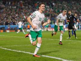 Brady celebra el gol que daba a Irlanda la victoria por la mínima ante Italia. UEFA