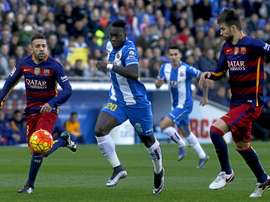 Les joueurs du FC Barcelone, Piqué et Jordi Alba lors d'un match de Liga. Twitter