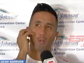 Lucas Barrios se acordó de Klopp. Captura/ESPN