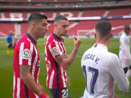 A treta entre Suárez e Lucas. Captura/Movistar+