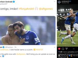 Everton and other clubs show their support for Andre Gomes! Twitter/Everton