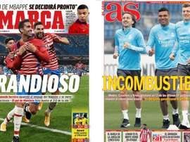 As capas da imprensa esportiva de 26 de fevereiro de 2021. Marca/AS