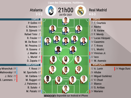 Compos officielles Atalanta - Real Madrid, C1, Huitièmes, 2021. BeSoccer