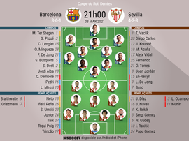 Les compos officielles du match de Coupe du Roi entre le Barça et Séville. BeSoccer