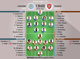 Compos officielles Leicester - Arsenal, Premier League, J26, 2021. BeSoccer
