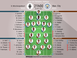 Les compos officielles du match de Ligue des champions entre 'Gladbach et City. BeSoccer