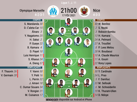 Compos officielles OM - Nice, Ligue 1, J11, 202021. BeSoccer