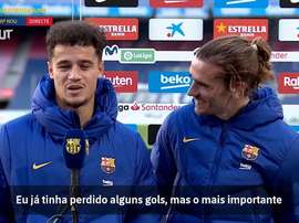Coutinho exalta assistência de Griezmann em vitória do Barça. DUGOUT