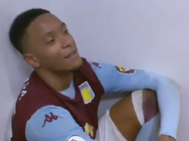 Ezri Konsa teria marcado seu primeiro gol pela Premier se não fosse por Mings. Captura/SkySports