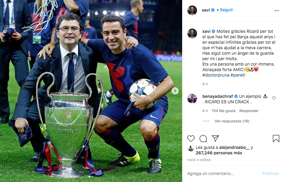 Xavi Says Farewell To Pruna You Have Been Like A Guardian Angel To Me Besoccer