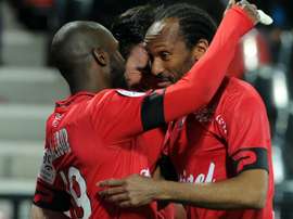 Jeremy Sorbon dans le match du Guingamp-Montpellier de Ligue 1. AFP