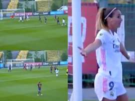 Asllani has a goal disallowed for Real Madrid versus Barca. Capturas/Teledeporte