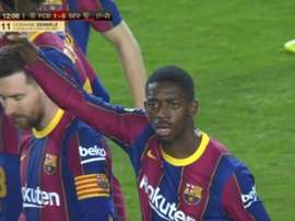 Golazo de Dembélé pour redonner espoir au Barça contre Séville. Capture/Telecinco