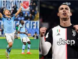 Immobile e Cristiano Ronaldo, dois dos artilheiros da Serie A. Montagem AFP