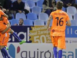 Los jugadores del Llagostera celebran el pase a dieciseisavos de la Copa del Rey. Twitter