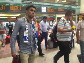 L'international uruguayen, Michael Santos, à la gare de train de Málaga. AreaMalaguista
