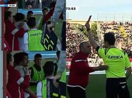 Cena inusitada no futebol italiano. Captura/Sportitalia