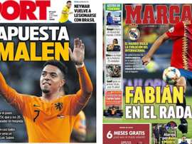 Les Unes des journaux sportifs en Espagne du 14/10/2019. Sport/Marca
