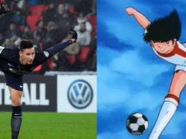 Draxler imitou Oliver Atom com seu famoso remate. Twitter