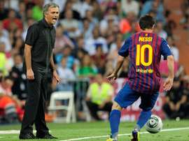 Mourinho uses a picture of Messi to ground his players. AFP