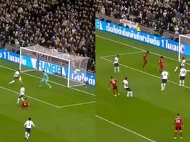 Casi marcó el Liverpool. Capturas/DAZN