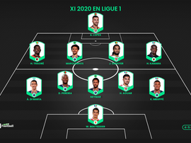 El once ideal de la Ligue 1 en 2020 según ProFootballDB. ProFootballDB