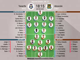 Onces del Tenerife-Alcorcón. BeSoccer