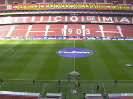 O Atleti faz uma homenagem aos seus torcedores no Wanda. Captura/Movistar+