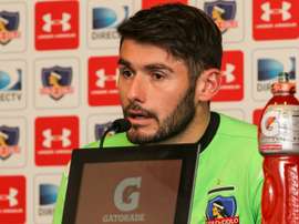 Paulo Garcés, durante una rueda de prensa con Colo Colo. Colocolo